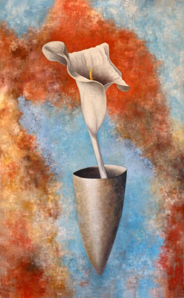 Картина под названием "lily with red" - Robert Winslow, Подлинное произведение искусства, Масло
