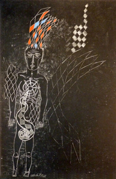 Gravures & estampes intitulée "shaman" par Robert Winslow, Œuvre d'art originale, Huile