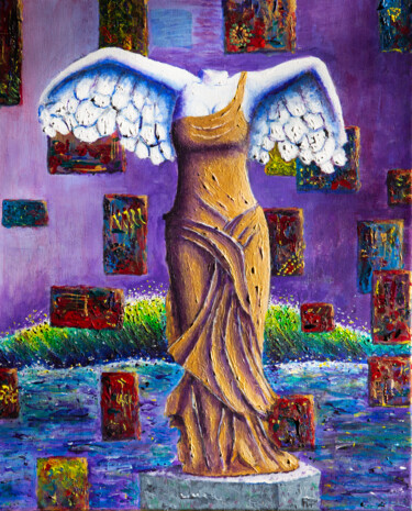 Painting titled "Samothrace engloutie" by Robert Wundele, Original Artwork, Acrylic Mounted on Wood Stretcher frame