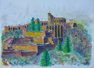 Malerei mit dem Titel "La citadelle de Sis…" von Robert Wundele, Original-Kunstwerk, Aquarell