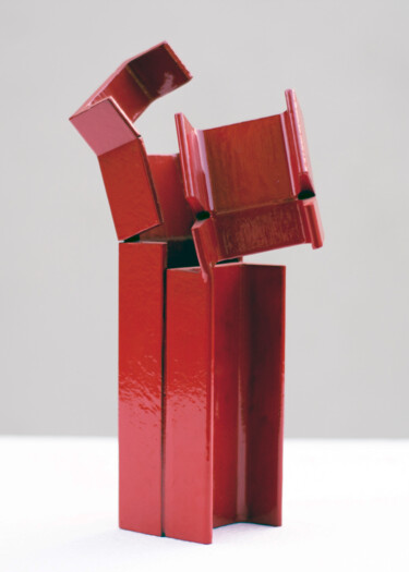 Sculpture titled "Collision red" by Roberto Canduela, Original Artwork, Metals