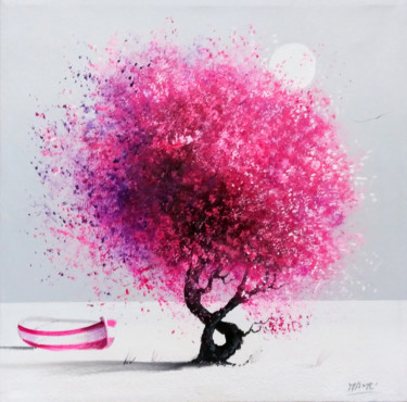 Pittura intitolato "" Lilac tree "" da Roberto Mauri, Opera d'arte originale, Olio