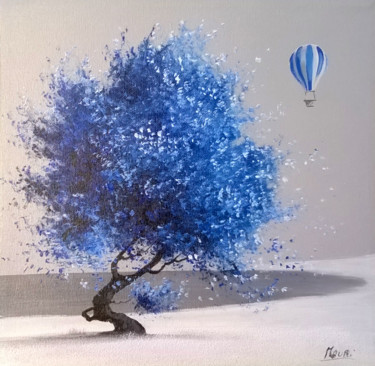 Painting titled "" Blue tree "" by Roberto Mauri, Original Artwork, Oil