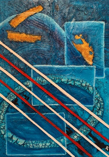 「CHITARRA」というタイトルの絵画 Roberto Reによって, オリジナルのアートワーク, オイル ウッドパネルにマウント