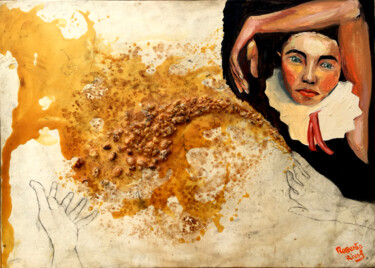 Malerei mit dem Titel "Arlequín" von Roberto Rivas, Original-Kunstwerk, Öl Auf Holzplatte montiert