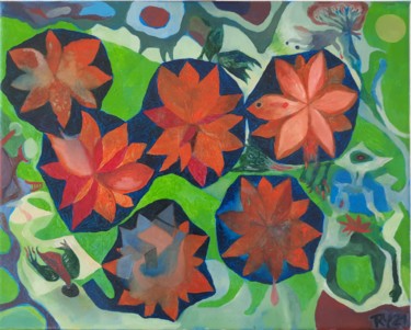 Peinture intitulée "Wassergarten" par Roberto Yañez, Œuvre d'art originale, Huile