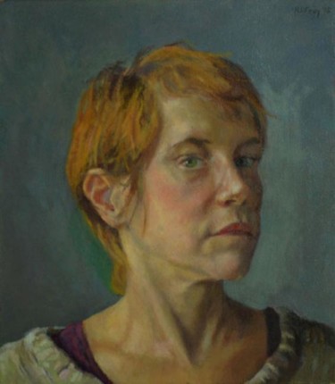 Pintura intitulada "Self portrait" por Robin Frey, Obras de arte originais, Óleo