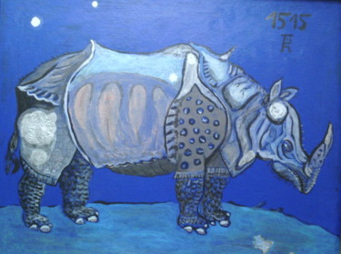 Schilderij getiteld "Rhino.jpg" door Rob Oliver, Origineel Kunstwerk, Acryl