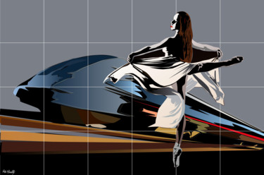 「silhouette danse tr…」というタイトルの絵画 Roby Marellyによって, オリジナルのアートワーク