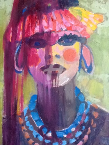 Painting titled "Portrait" by Rodica, Original Artwork, Oil