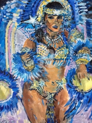 Schilderij getiteld "Carnaval in Brazilia" door Rodica, Origineel Kunstwerk, Olie