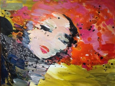 Painting titled "Lady Portrait" by Rodica, Original Artwork, Acrylic