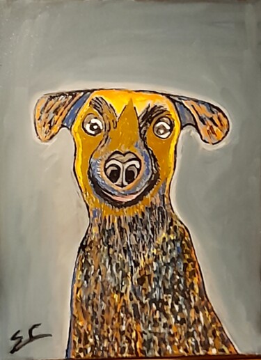 Ζωγραφική με τίτλο "Le chien de l abbe…" από Rodolphe Quinet, Αυθεντικά έργα τέχνης, Λάδι Τοποθετήθηκε στο Ξύλινο φορείο σκε…