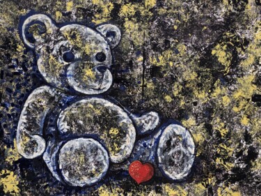 Картина под названием "Un ourson" - Rodrigo Arias Perez, Подлинное произведение искусства, Акрил Установлен на Деревянная ра…