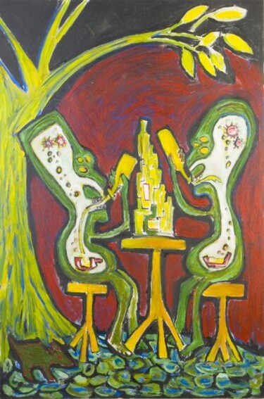 Painting titled "Social Interactions" by Rodrigo Brasil, Original Artwork, Acrylic