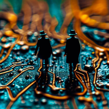 Arte digital titulada "Circuitry Wanderers" por Rodrigo Muñoz, Obra de arte original, Imagen generada por IA