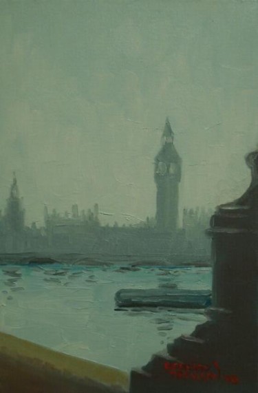 Painting titled "London skyline" by Rodrigo Trevisan, Original Artwork