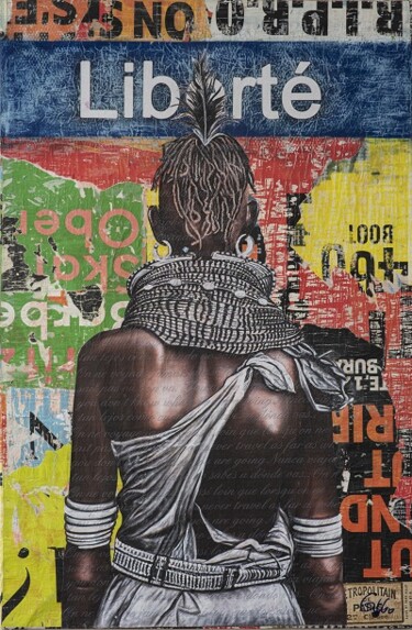 Collages getiteld "MASAI" door Rodrigue Grego, Origineel Kunstwerk, Collages