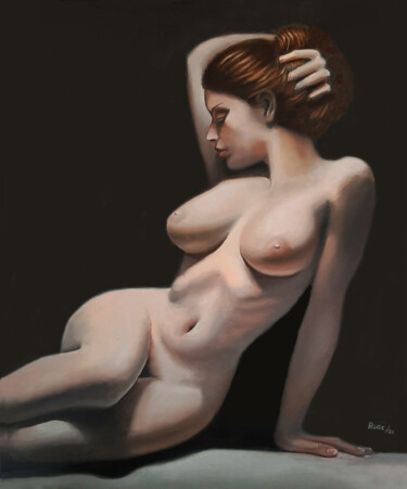 Painting titled "NAKED Nº1" by Rogelio Ramallo, Original Artwork, Oil Mounted on Wood Stretcher frame