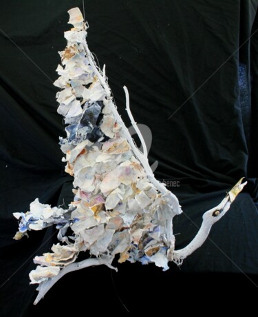 Escultura intitulada "L'oiseau du temps q…" por Roger Boubenec, Obras de arte originais, Papel