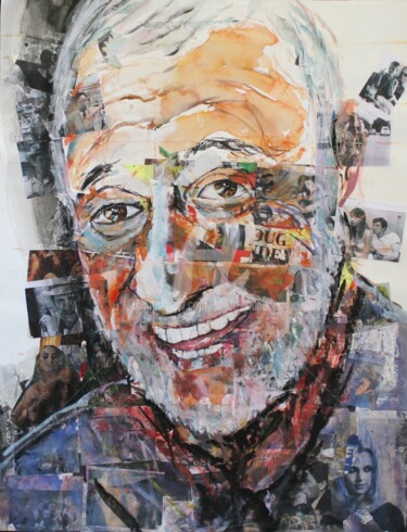 Картина под названием "Jean-Paul belmondo" - Roger Boubenec, Подлинное произведение искусства, Коллажи