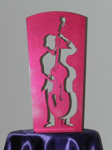 Escultura titulada "Le contrebassiste d…" por Roger Drouin, Obra de arte original, Metales