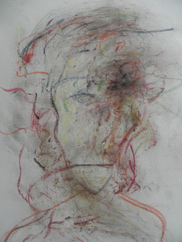 Dessin intitulée "La CAMARDE..Figure…" par Roger Ernest Jankow, Œuvre d'art originale, Pastel