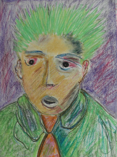 Tekening getiteld "Portrait automatiqu…" door Roger Ernest Jankow, Origineel Kunstwerk, Pastel