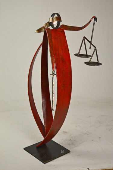 Sculpture intitulée "JUSTICE" par Roger Flores, Œuvre d'art originale, Métaux Monté sur Métal