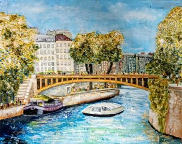 「Paris Le pont au Do…」というタイトルの絵画 Roger Loyer (Anton)によって, オリジナルのアートワーク, アクリル ウッドストレッチャーフレームにマウント