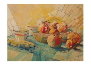 Painting titled "NATURE MORTE AUX PO…" by Roger Gicquel, Original Artwork