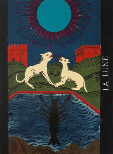 "La lune" başlıklı Tablo Roland Gschwind tarafından, Orijinal sanat, Guaş boya