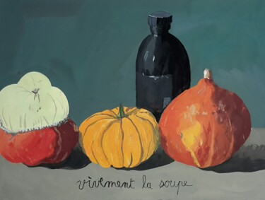 Картина под названием "Vivement la soupe" - Roland Gschwind, Подлинное произведение искусства, Гуашь