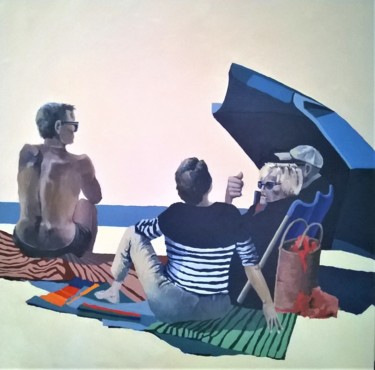 Pittura intitolato "parasol bleu" da Roland Guyomard, Opera d'arte originale, Acrilico
