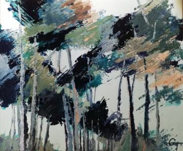 Malerei mit dem Titel "arbres 1" von Roland Guyomard, Original-Kunstwerk, Acryl