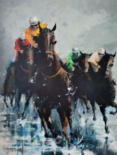 제목이 "chevaux sous la plu…"인 미술작품 Roland Guyomard로, 원작, 아크릴