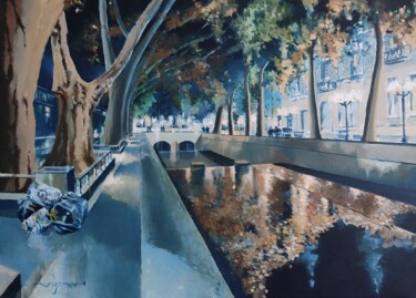 Pintura intitulada "quai de la Fontaine…" por Roland Guyomard, Obras de arte originais, Acrílico