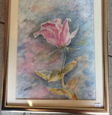 Peinture intitulée "Bloem sollitaire" par Roland Heirman, Œuvre d'art originale, Aquarelle