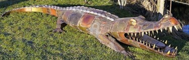 Rzeźba zatytułowany „Crocodile” autorstwa Issro, Oryginalna praca, Metale