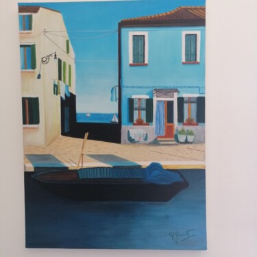 Malerei mit dem Titel "Le grand canal" von Roland Brunet, Original-Kunstwerk, Öl