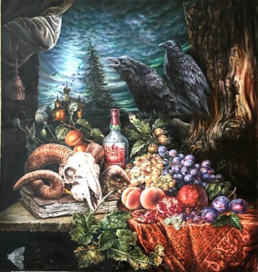Painting titled "Христьянский натюрм…" by Roma Las Kov, Original Artwork, Oil