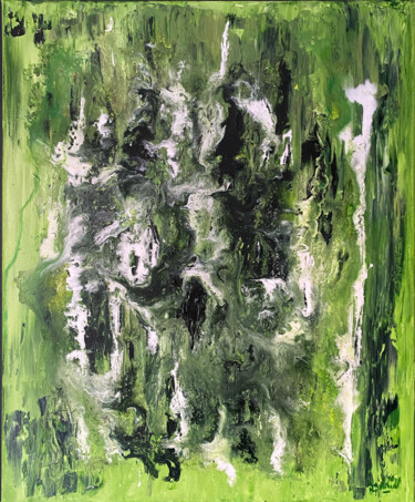 Painting titled "Algae" by Romain Bellet, Original Artwork, Acrylic Mounted on Wood Stretcher frame
