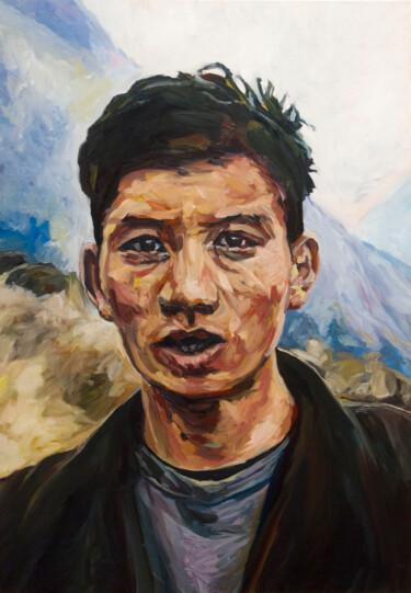 Картина под названием "Arriving young man." - Romain Héjé, Подлинное произведение искусства, Масло