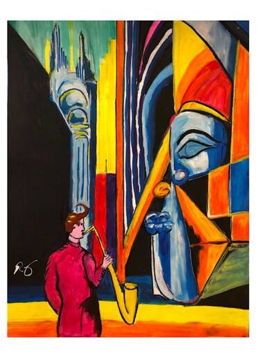 제목이 "Le saxophoniste mys…"인 미술작품 Romain Mary로, 원작, 아크릴