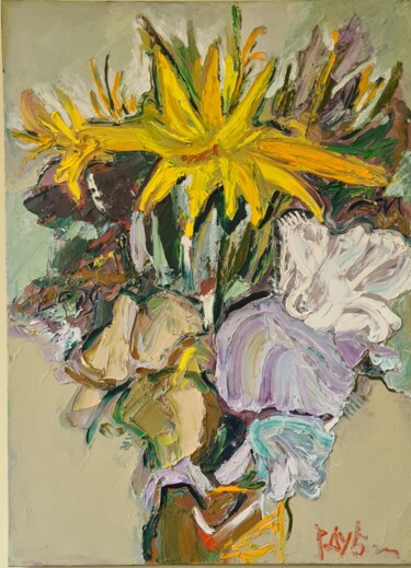 Painting titled "Flowers1" by Roman Dub, Original Artwork, Oil