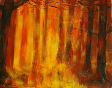 Painting titled "Flames of sunset" by Roman Sleptsuk, Original Artwork, Acrylic