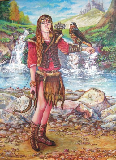 Malerei mit dem Titel "Амазонка" von Roman Siabro, Original-Kunstwerk, Öl