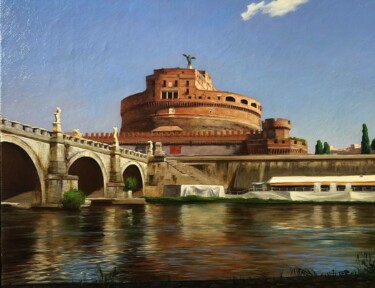 Schilderij getiteld "Castel Sant`Angelo" door Roman Yashin, Origineel Kunstwerk, Olie