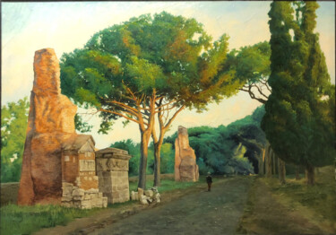 Painting titled "THE APPIAN WAY IN R…" by Roman Yashin, Original Artwork, Oil