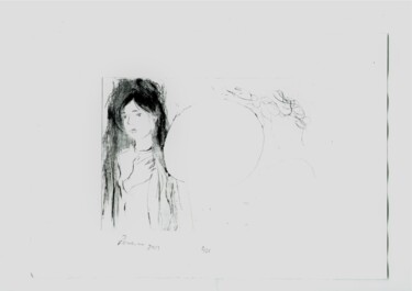 Estampas & grabados titulada "La fille et le sole…" por Romana, Obra de arte original, Grabado